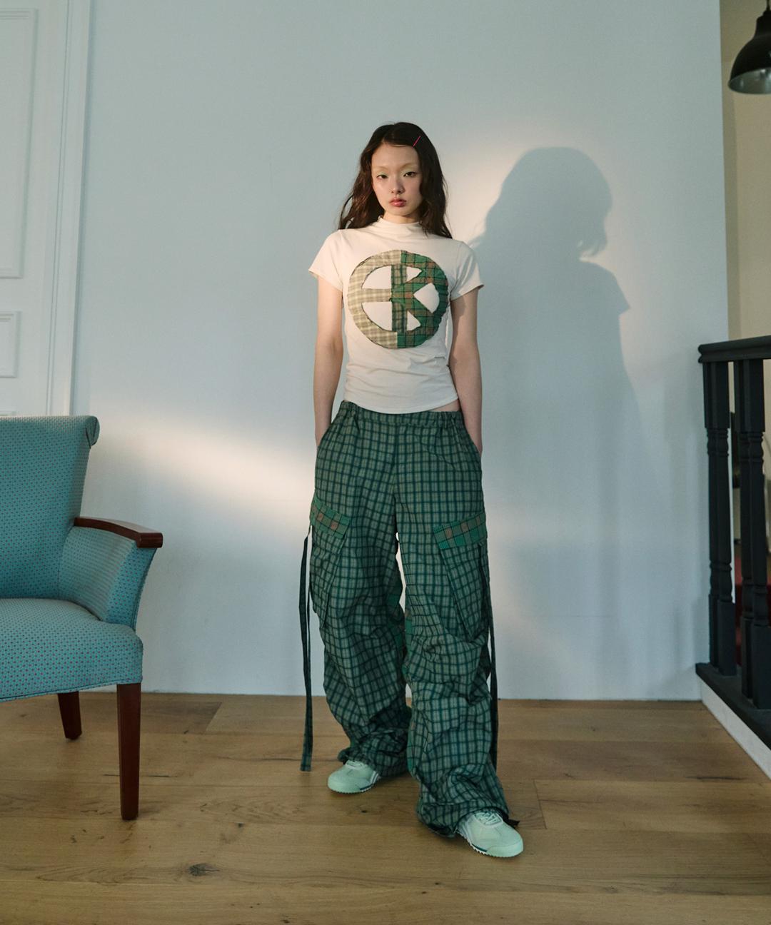 Patch double pocket trousers-Green