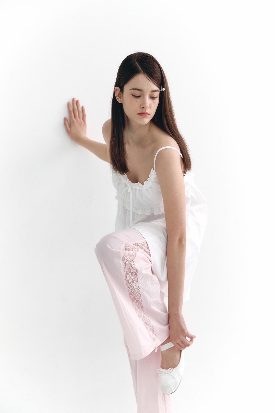 [이시안 착용] Frill Ribbon Dress White