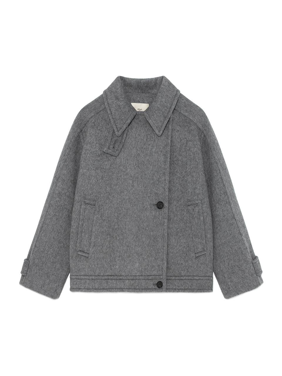 [11/5 출고] Wool High Neck Half Coat Melange Grey
