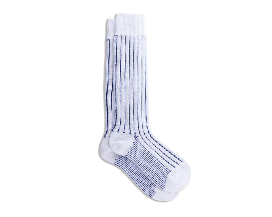 Organic Cotton Shadow Ribbed-Snow White/Blue