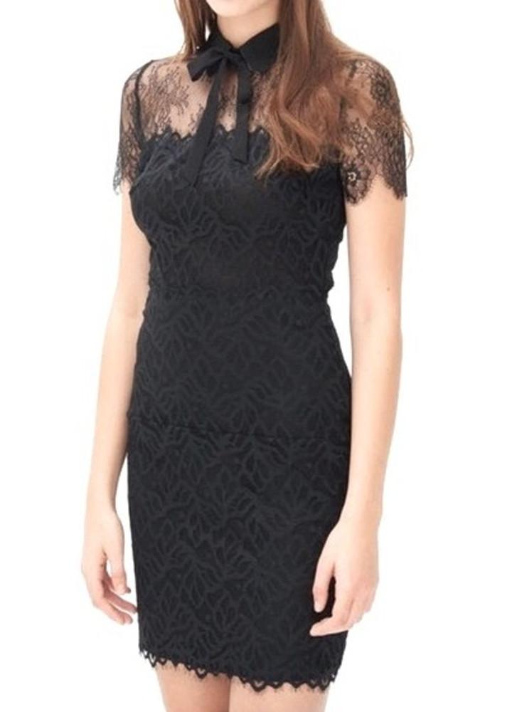 SANDRO 산드로 (창고정리) 투톤 기퓌르 레이스 미니 원피스 블랙/블랙