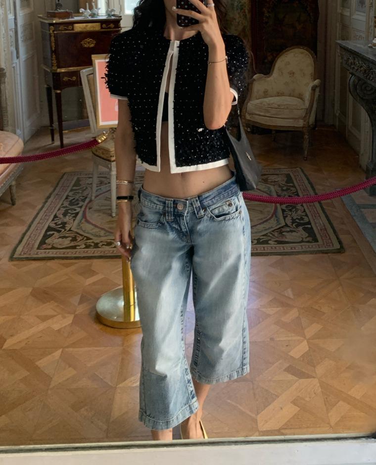 비오 8부 데님 팬츠