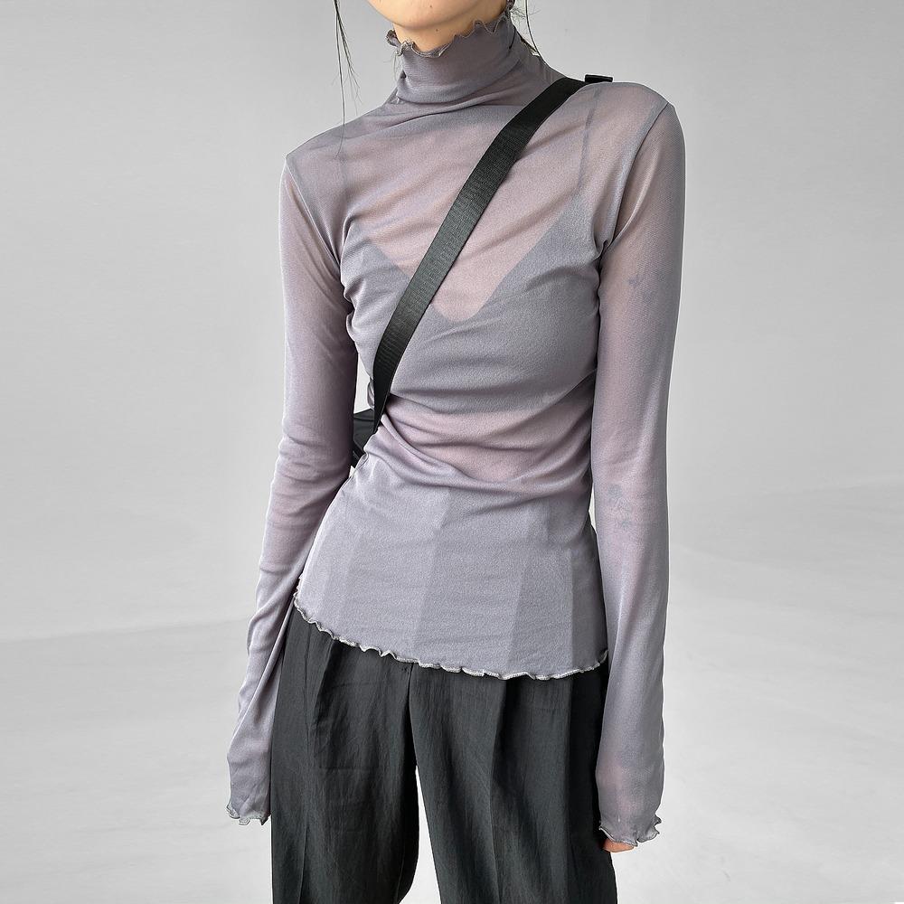 웨이브 폴라 롱슬리브 시스루 긴팔 이너 레이어드티셔츠