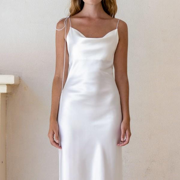 Kristen White Satin Slip Dress