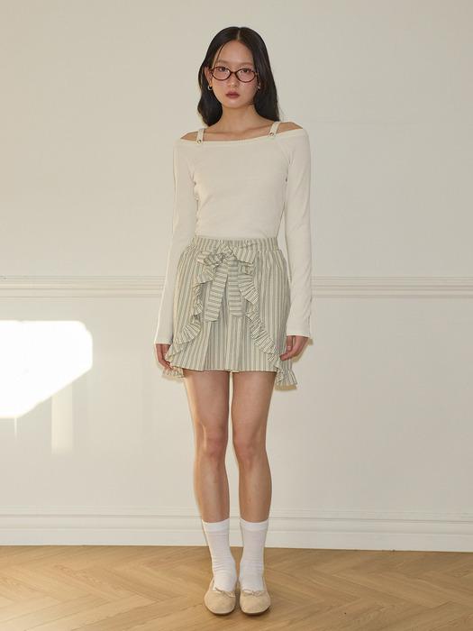 Layered Shirring Mini Skirt_ Lemon