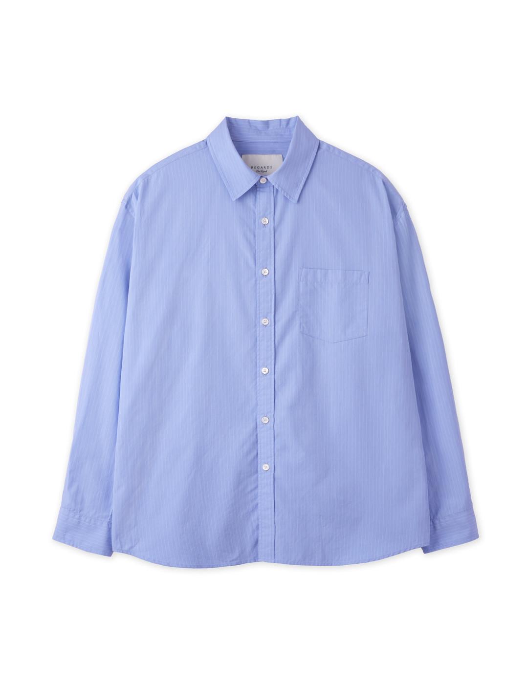 리가즈 Poplin Stripe Shirt - Blue