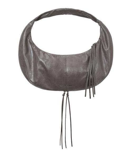 Zipper Finishing Leather Hobo Bag [ Gray ]