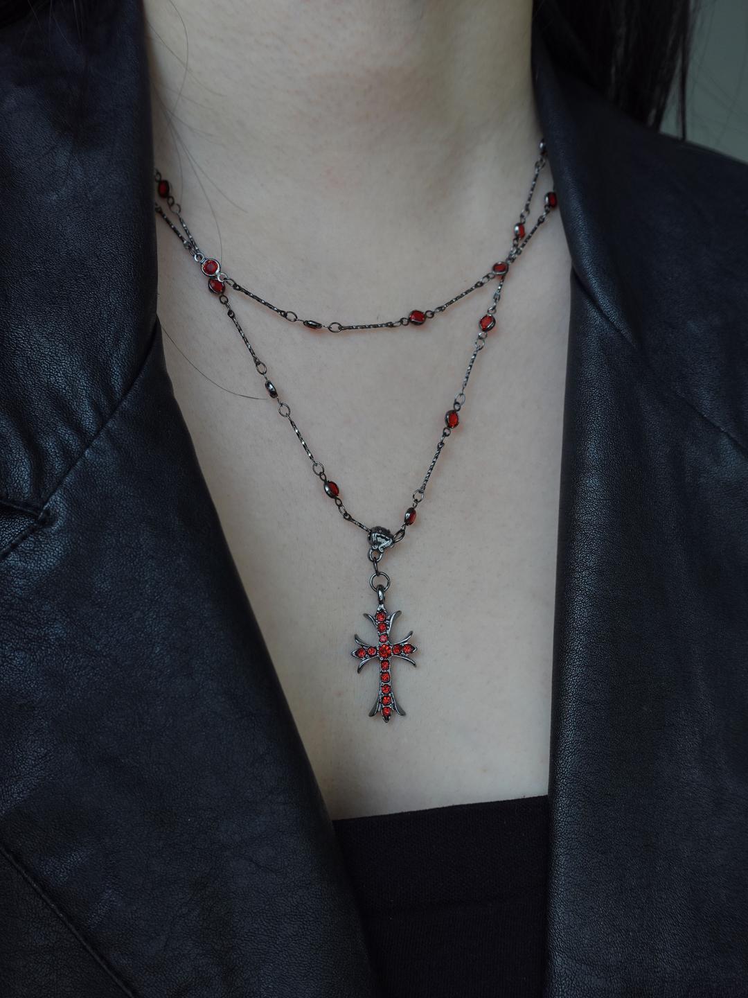 노드레스 blood love necklace | 레드 십자가 크로스 목걸이