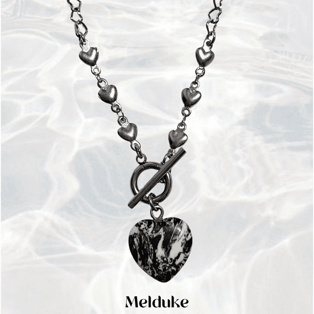 [입고지연] marble heart nk 써지컬스틸 토글바 하트 목걸이