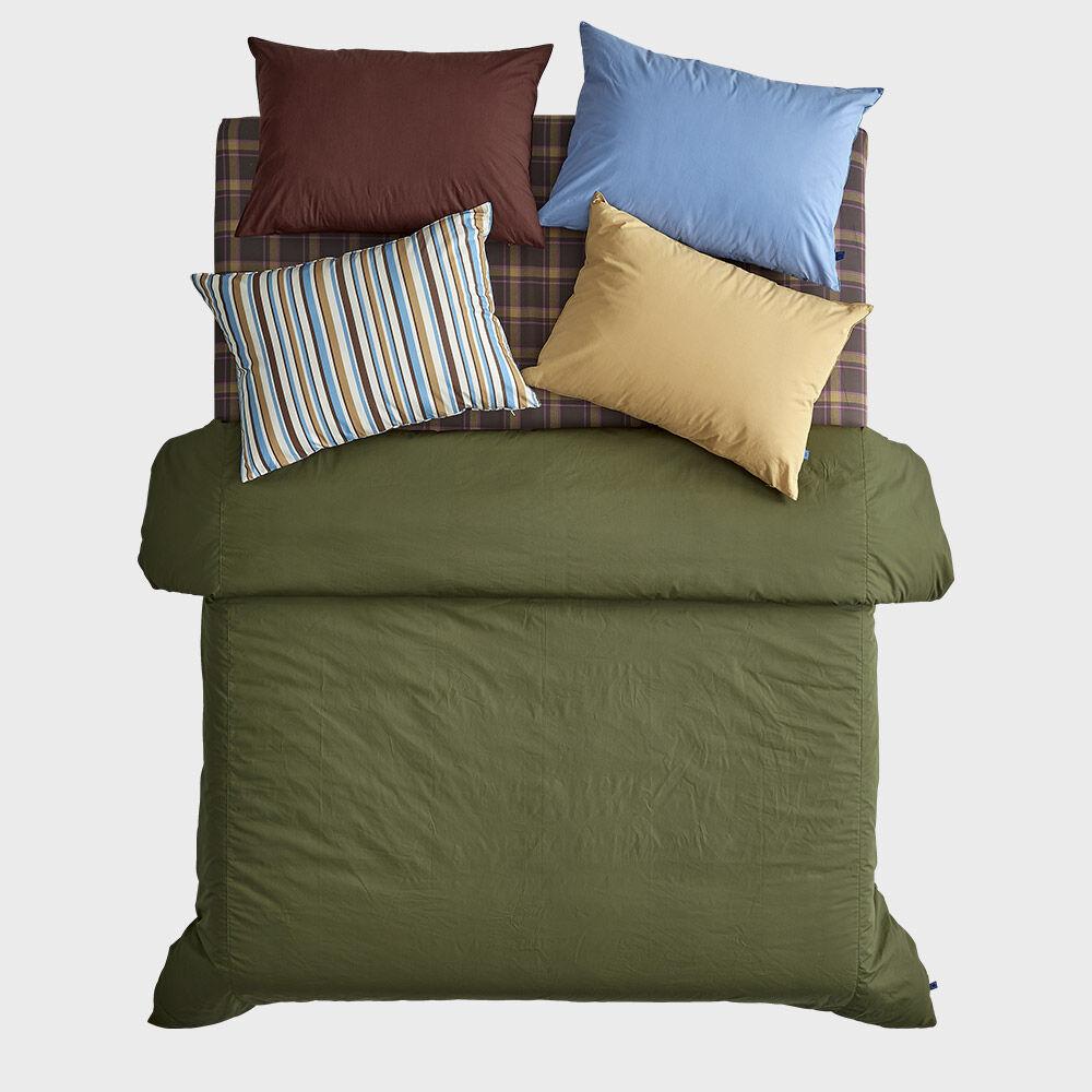 [29CM 단독] 빈티지 카키&멀티 레이어드 코튼 이불커버세트 SS/Q