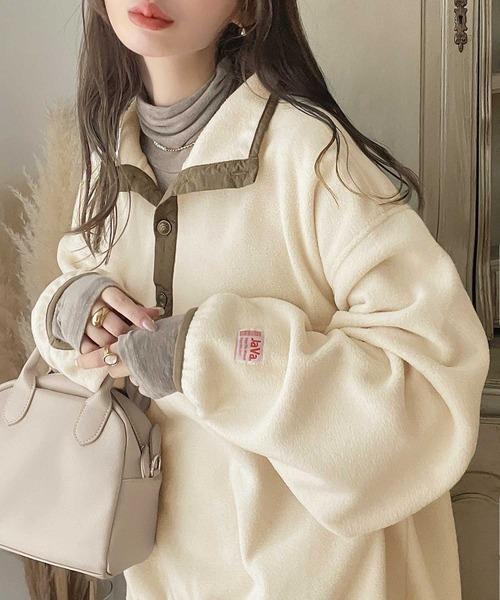 《JaVa ジャバ別注》新・あったかItem。配色フリースプルオーバー