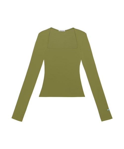 스퀘어넥 롱슬리브 - 올리브그린