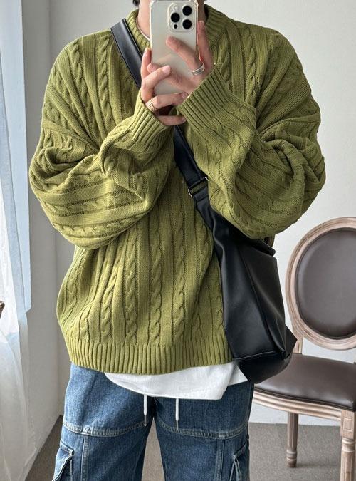 바이앤더 오버핏 케이블 니트
