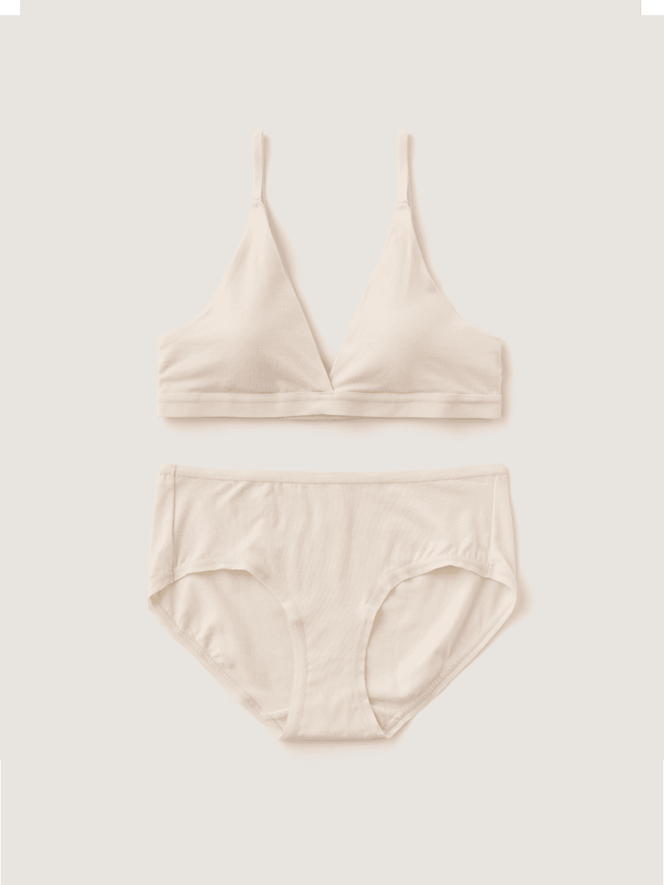 (set) Triangle plain bamboo bra & panties in egg_에그 브라&팬티