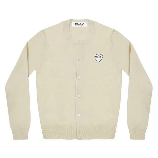 꼼데가르송 여성가디건 화이트와펜 아이보리