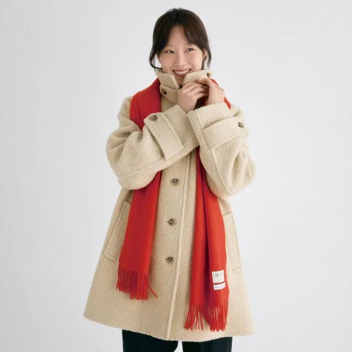 boucle balmacaan half coat - butter