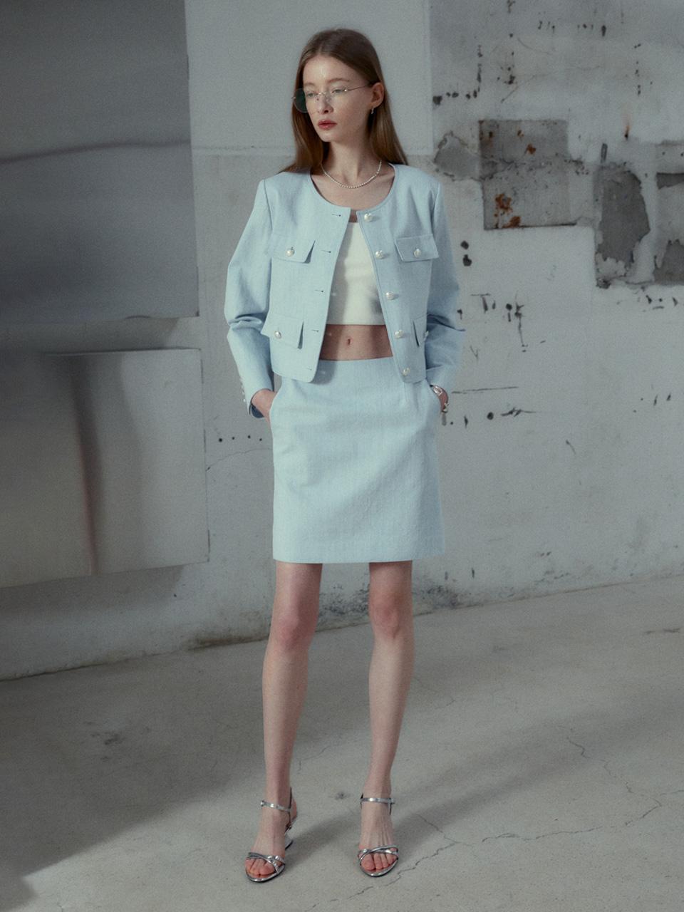 [REFURB] CITE Cotton Denim Mini Skirt_Blue Denim