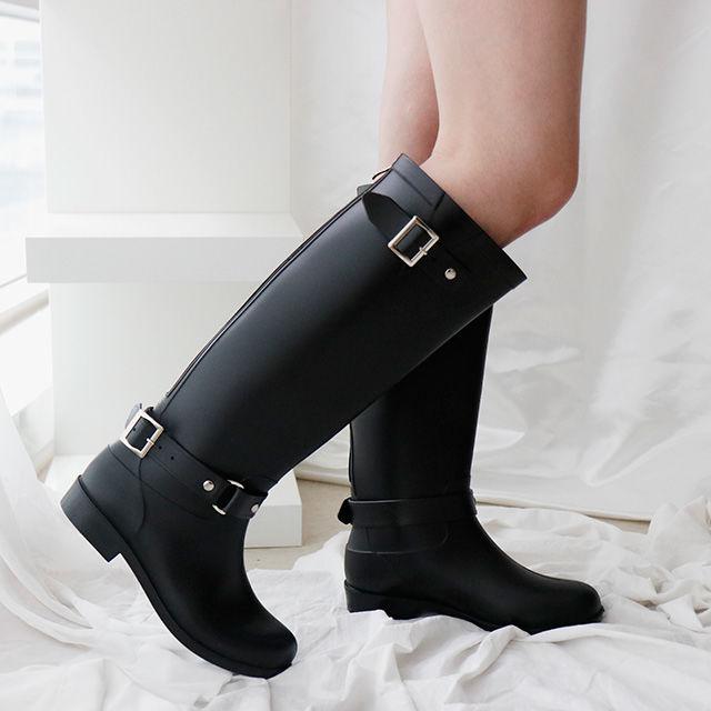 키높이 지퍼 롱 레인부츠 챠틴