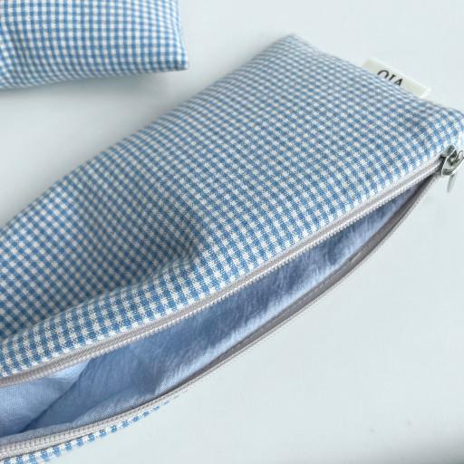 [OIA] 빈티지 미니 체크 펜슬케이스 - 블루