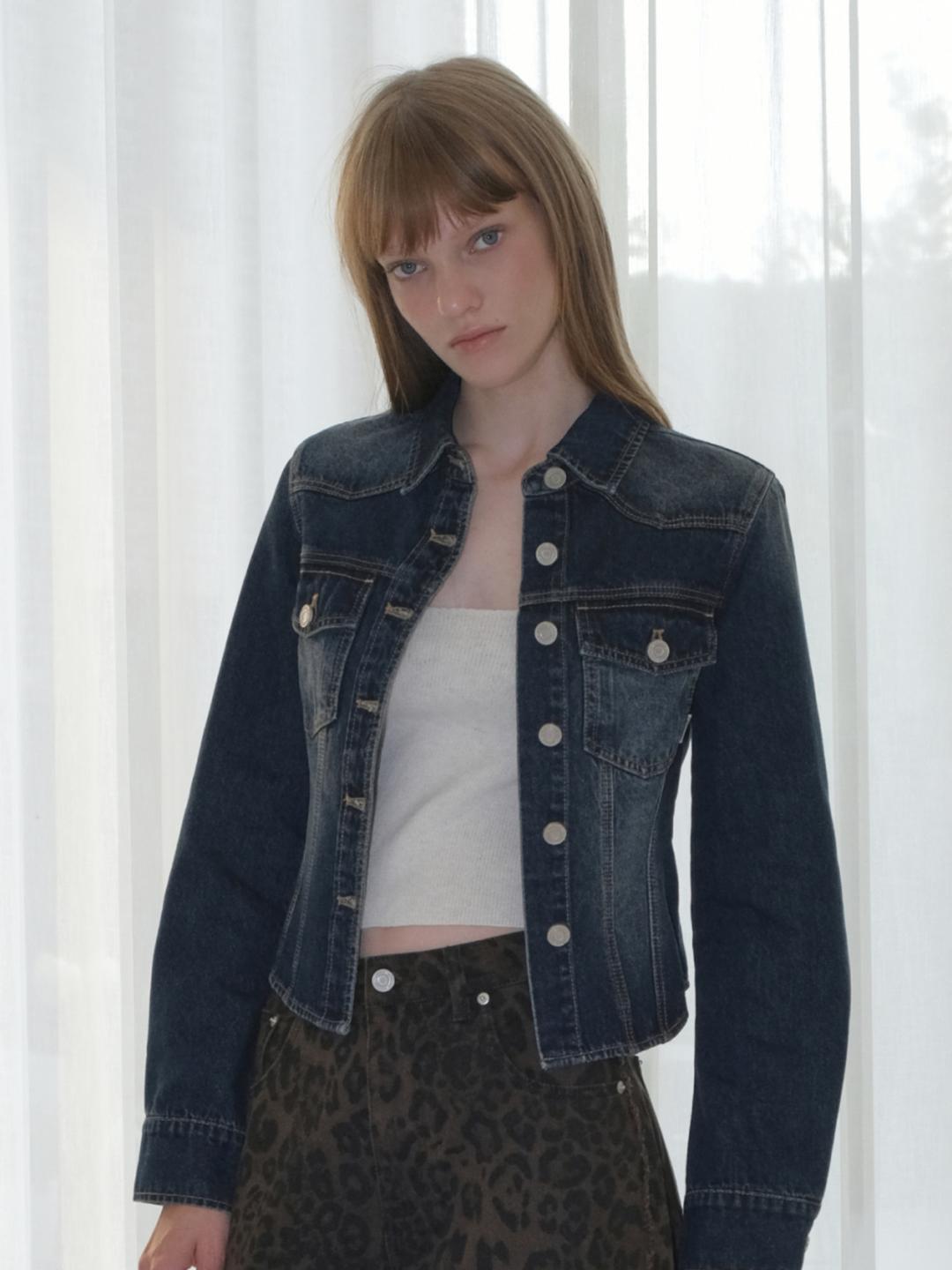 SLIM DENIM JACKET [DEEP BLUE]