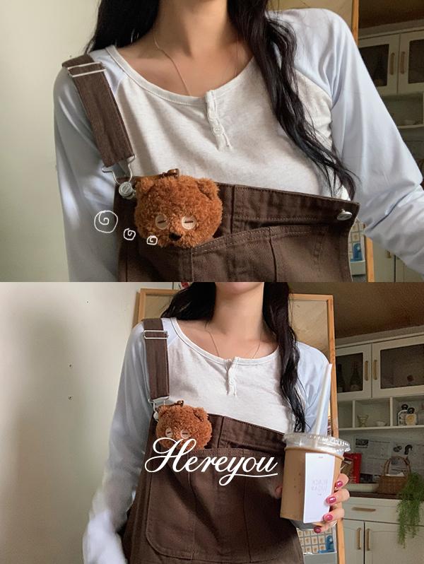 유리에 🍂얼리어텀 3일간 12%🍂 [here you] 페어링 단작 나그랑 tee - 3color (배색/래글런/버튼티/단추티/라운드/긴팔티셔츠/개강룩/캠퍼스룩)