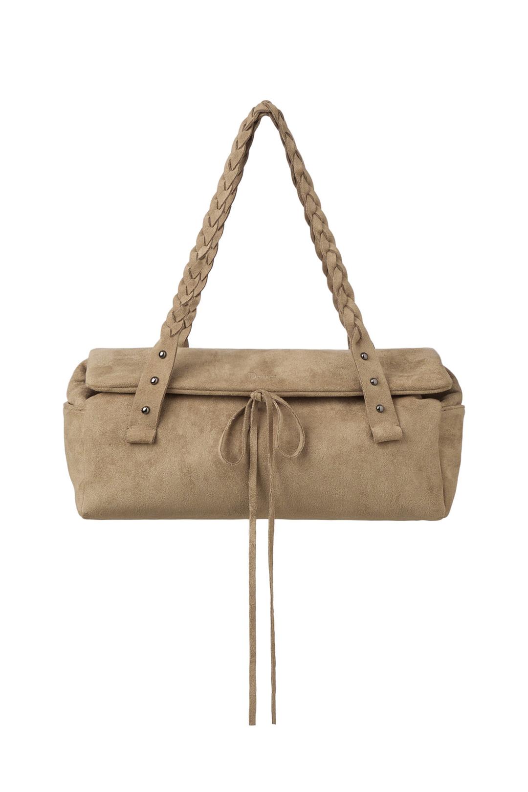 RIBBON-DETAIL SHOULDER BAG IN BEIGE