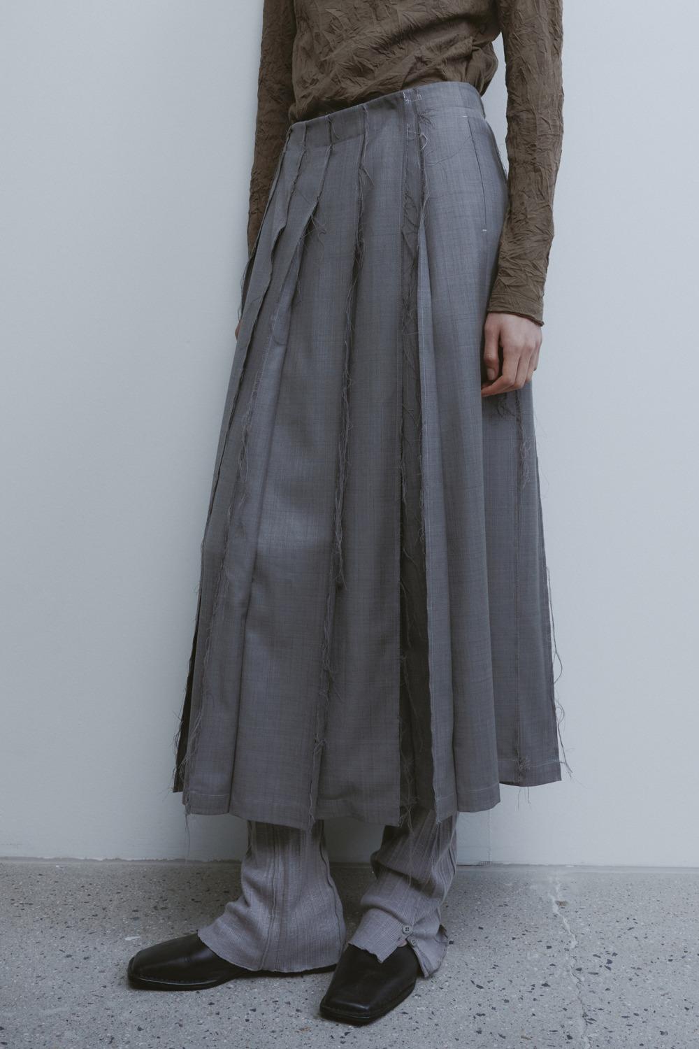 Pleated Wrap Maxi Skirt