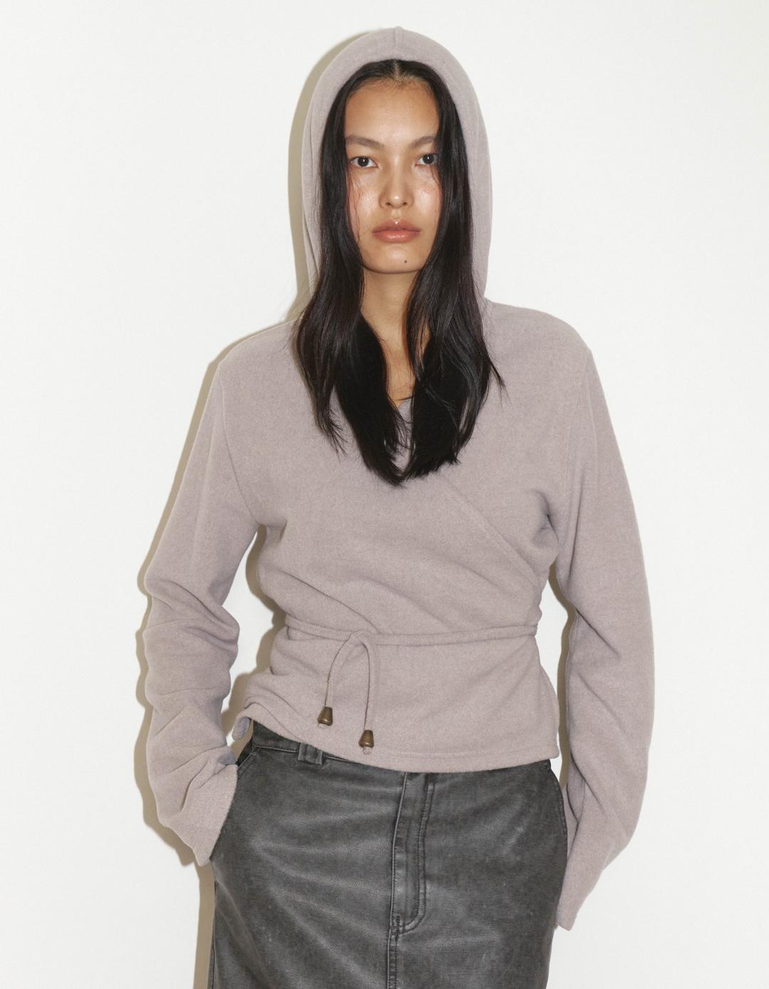 WARM WRAPPED CARDIGAN, GREYISH BEIGE