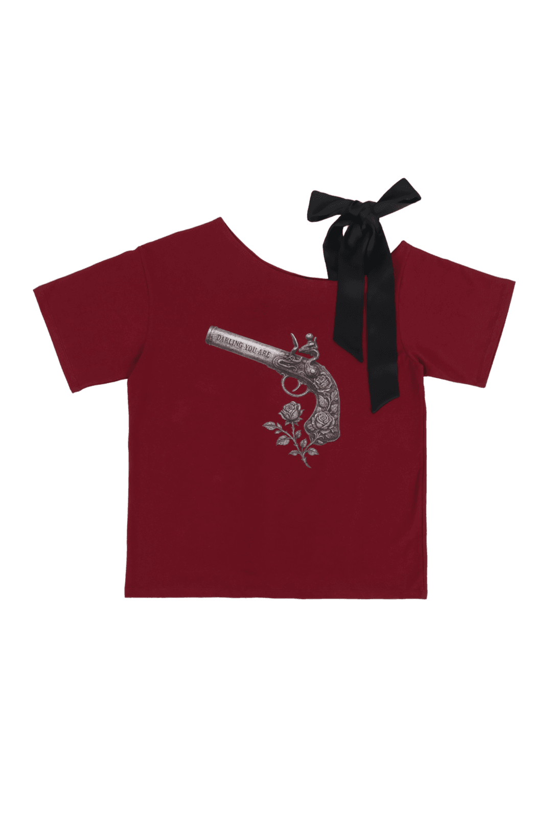 [3차 재입고]RIBBON ROSE PISTOL TEE #WINE - 달링유어배드
