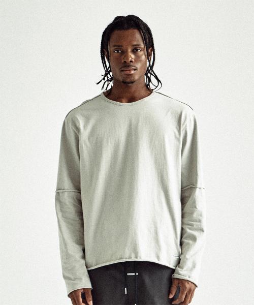 CUT-OFF LAYERED LS TEE BEIGE