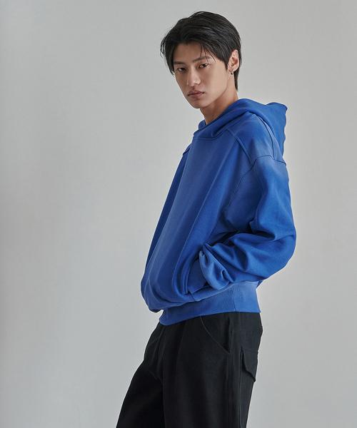 Variation Spray Washed Crop Hoodie Blue