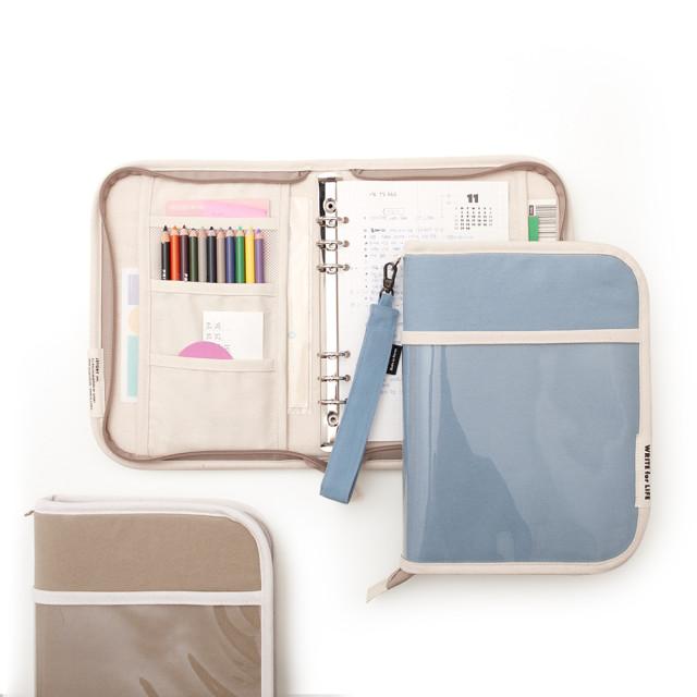 제이스토리 6공 다이어리 패브릭 캔버스 지퍼 A5 꾸미기 오거나이저 만년 플래너 커버 2022