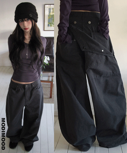 [MD소장/핏보장🖤] 4버튼 시크릿 포켓 와이드 팬츠-4color