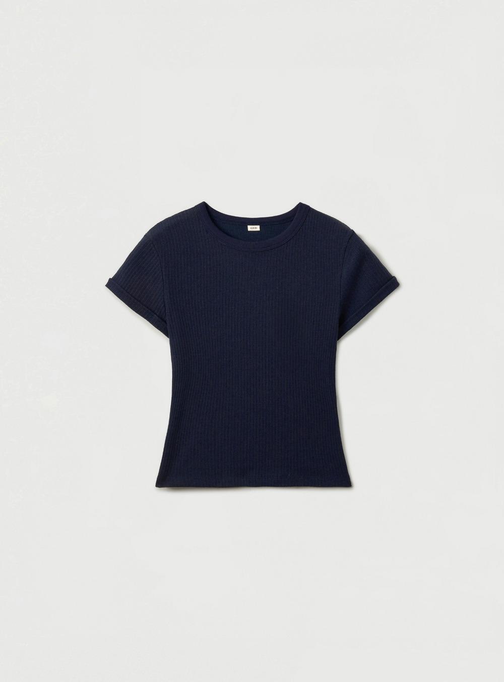 [3RD] RIBBED SOFT T-SHIRT - NAVY