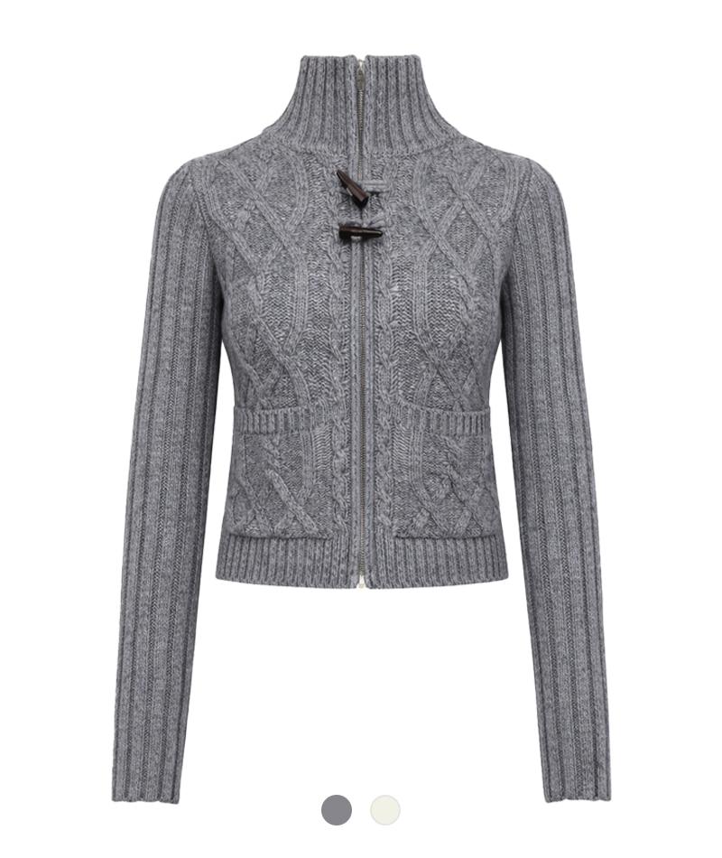 모건 토글 케이블 니트 집업