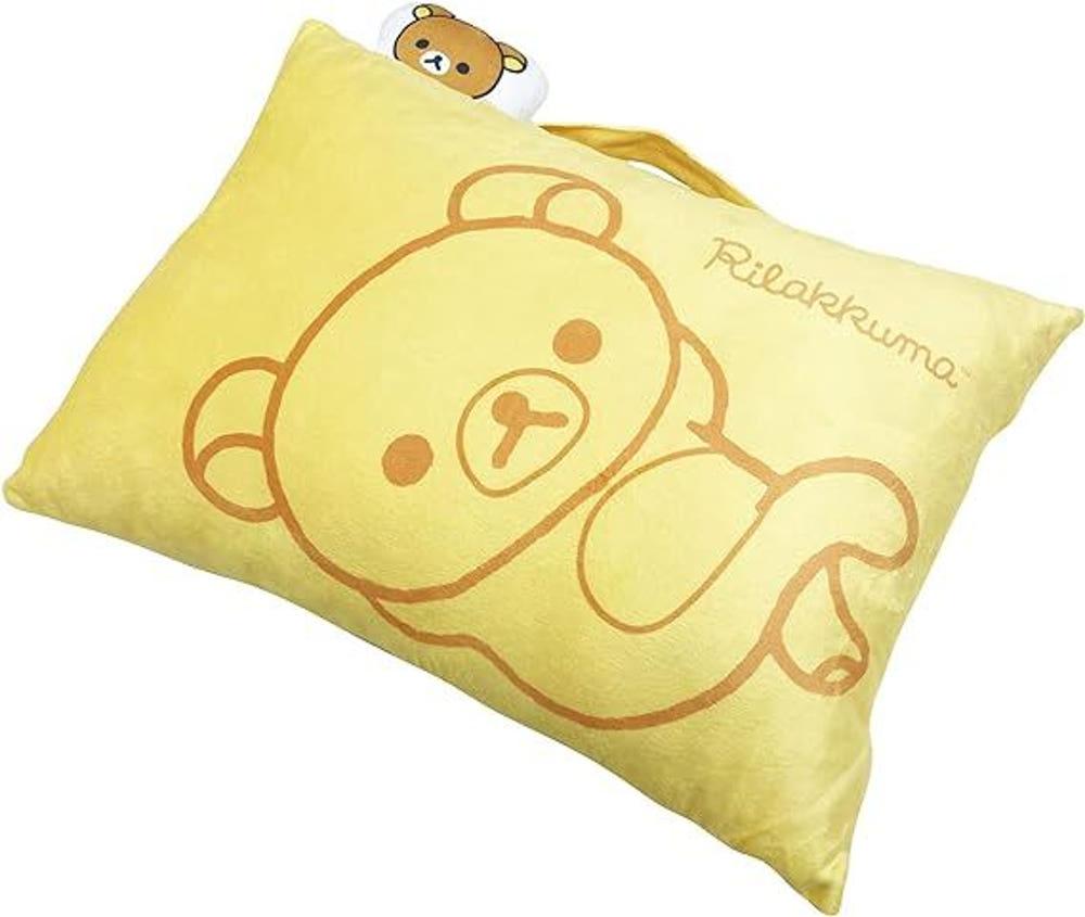 리락쿠마 베개 마스코트 손잡이 포함 약 40cm x 30cm 9cm 노랑 공식 캐릭터 상품
