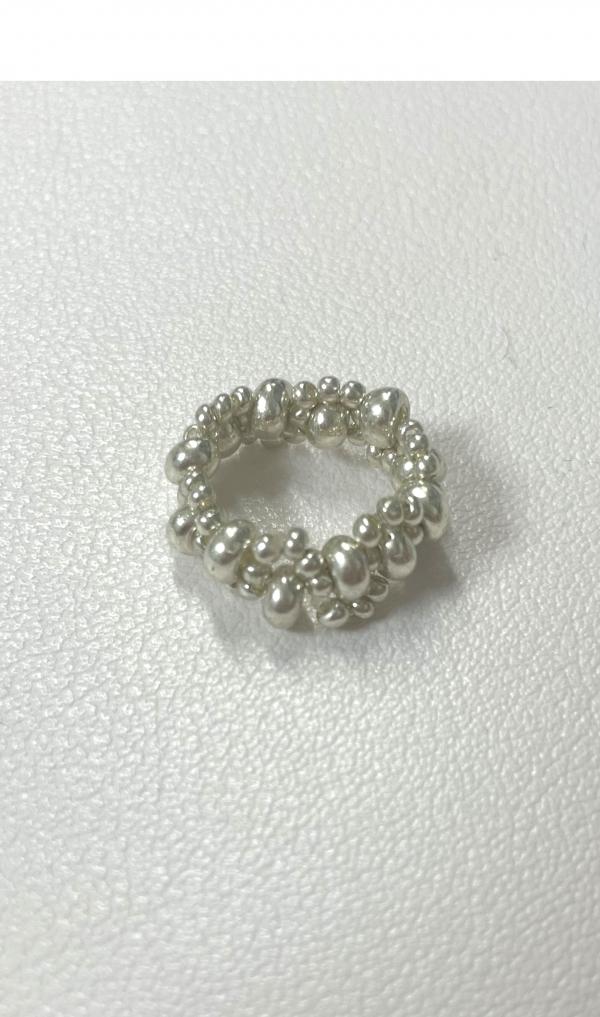 Twist shining beads rings (silver)