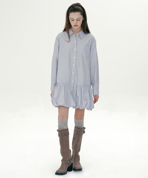SHIRT BALLOON ONE-PIECE (LIGHT BLUE)