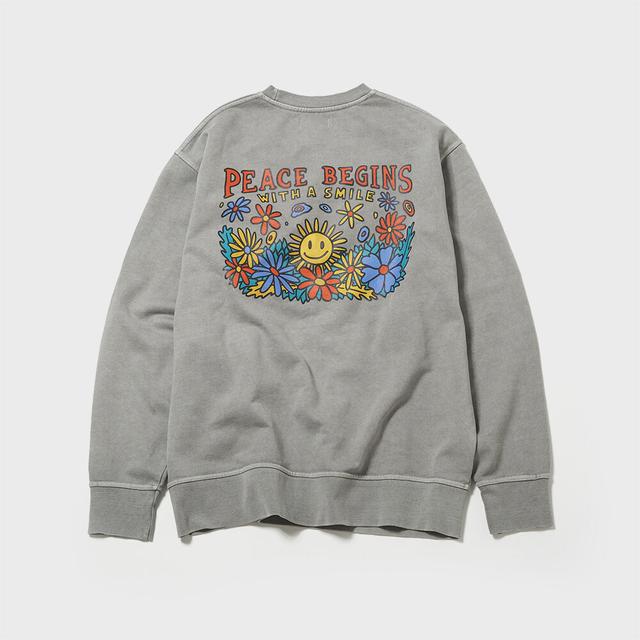 PEACE BEGINS SMILE SWEAT (LIGHT GRAY)