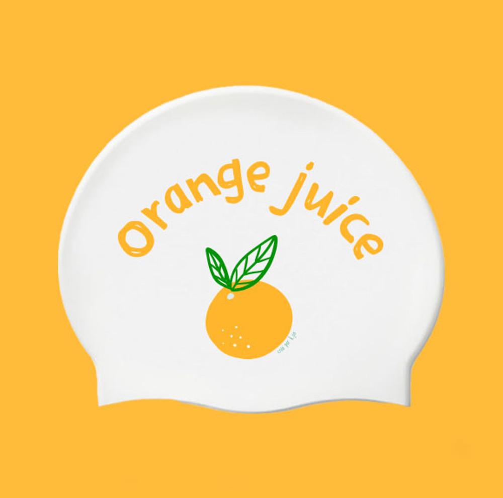 제작수모 오렌지 수영모자 - 화이트 실리콘 과일수모