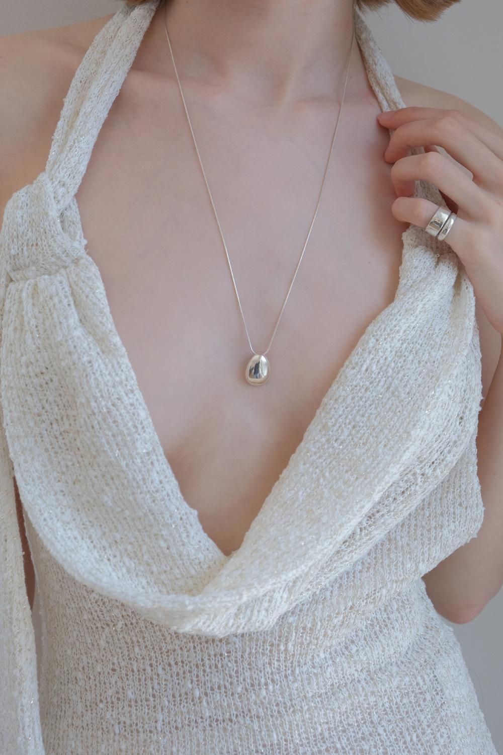 25FW Large Mirror Pebble Necklace