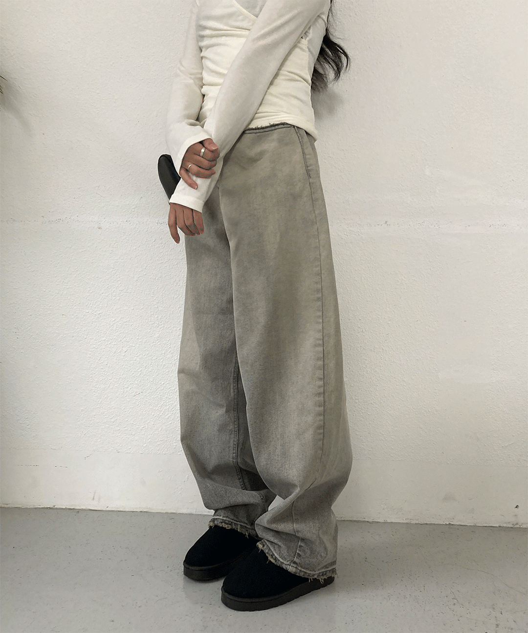 그랙 워싱 와이드 진