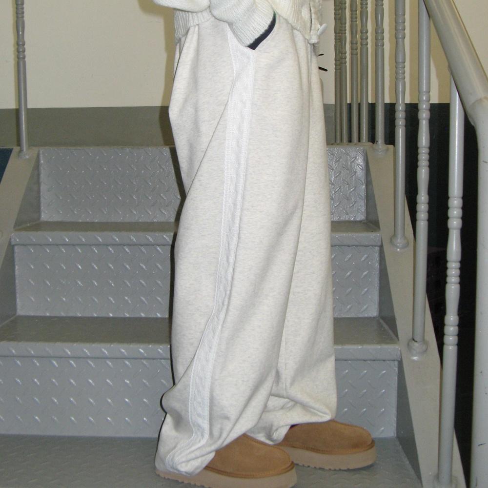 SIDE LACE TRACK SWEAT PANTS OATMEAL