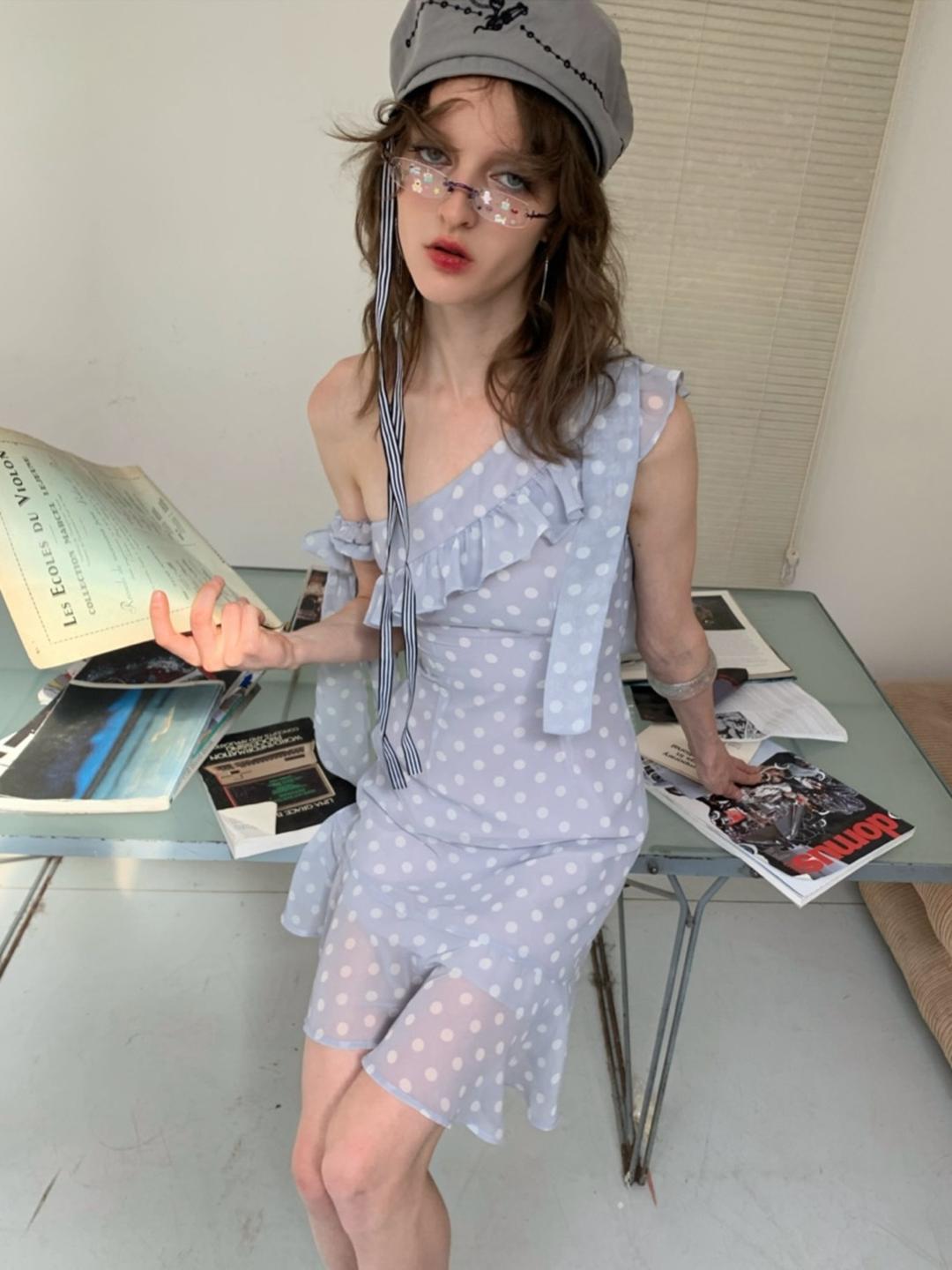 Omnivorous Universe Romantic Dot Ruffle Dress