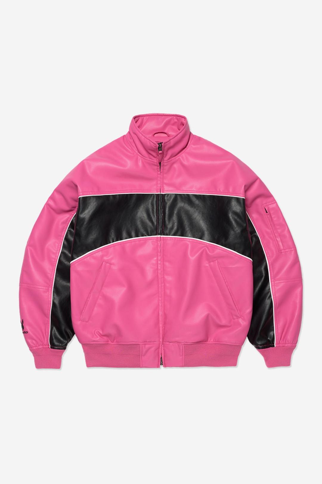 [PLAYBOY x DIMITO] BLOCK FAUX LEATHER JACKET RUDE PINK