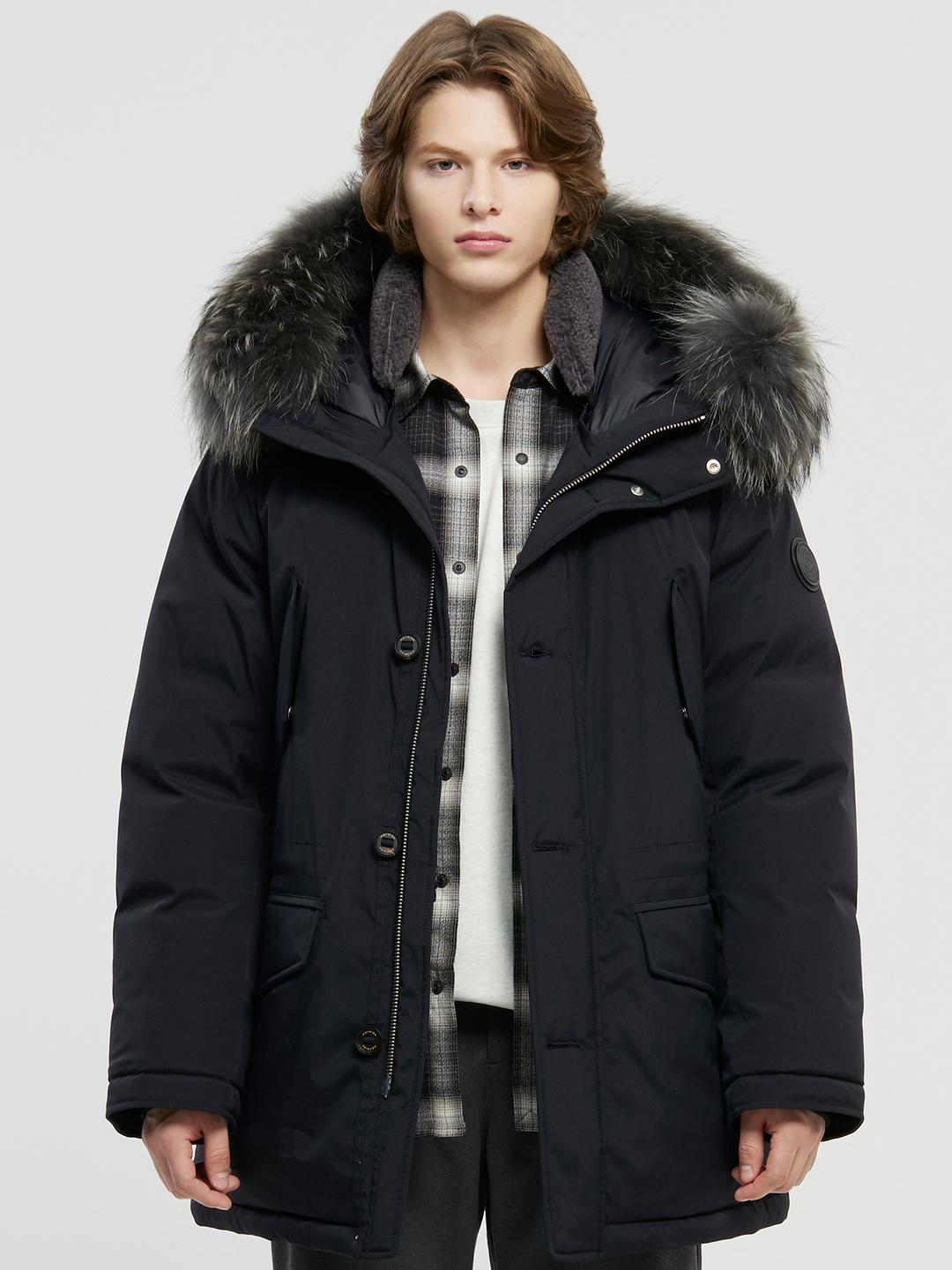 실케보르2 크리스탈 다운 사파리 점퍼  - M (Black)