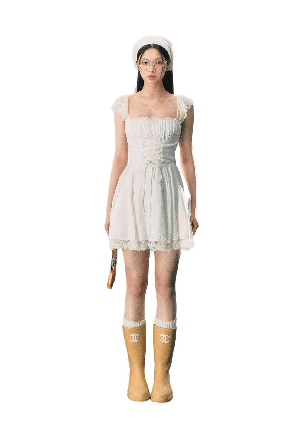 LLDC 'CUPID LOVE' Lace Cap Sleeves Empire Waist Mini Dress