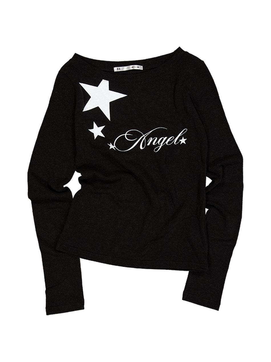 ANGEL BOATNECK TOP / BLACK
