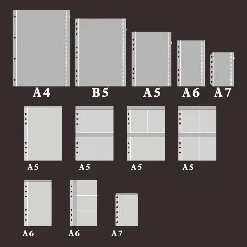 바인더 포켓 자체 스타일 지퍼 폴더 PVC, 6 링 느슨한 잎 노트북 파일링 가방 정리함, 스토리지 카드, A5, A6, A7, 10 개