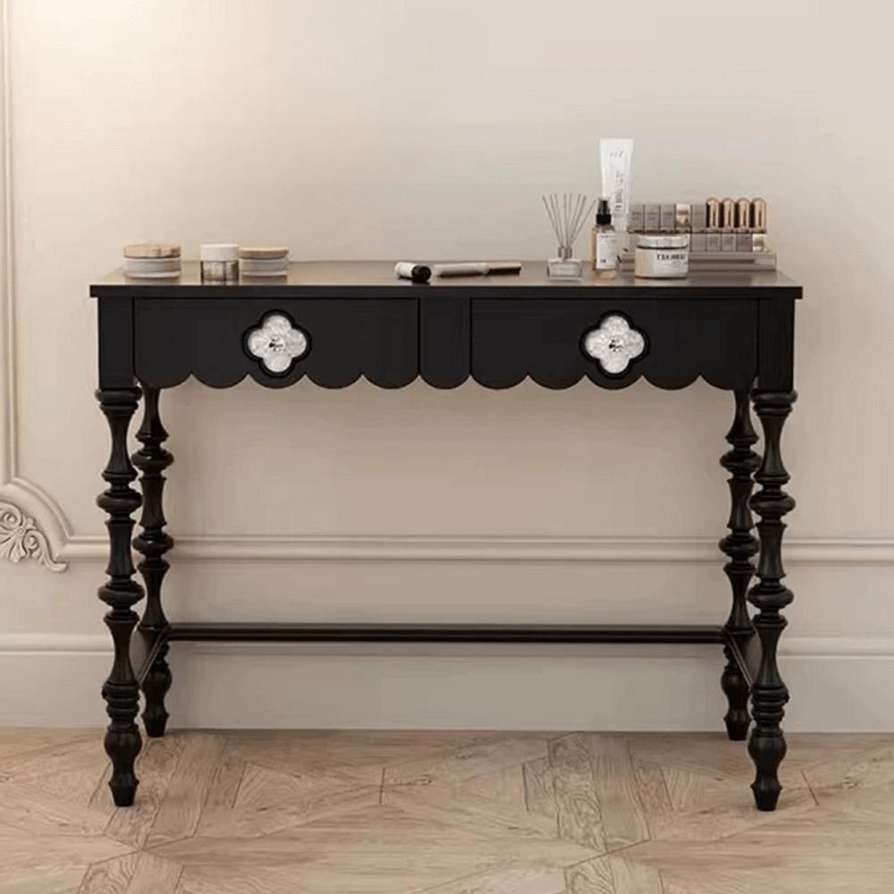 미드센츄리화장대 원목 화장대겸책상 블랙화장대